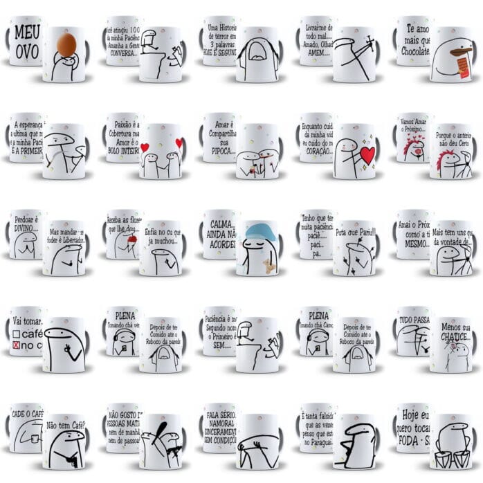 Combo 110 Estampas Caneca Flork Bento Meme Frases Sublimação