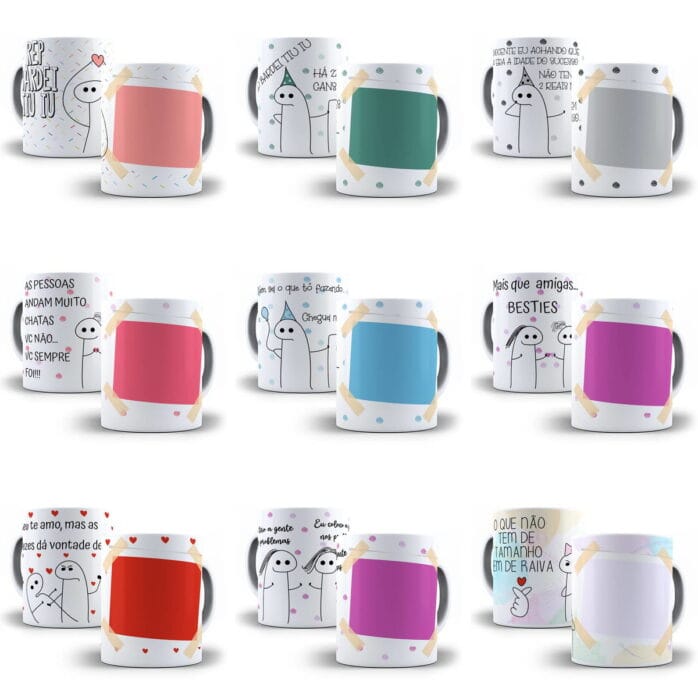 Combo 110 Estampas Caneca Flork Bento Meme Frases Sublimação