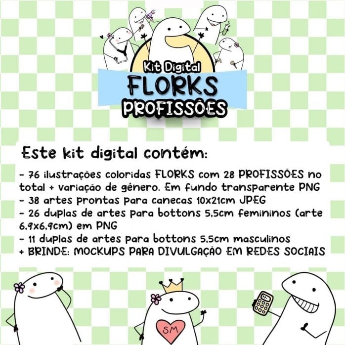 Combo +200 Arquivos Flork Profissões Meme Sublimação Png