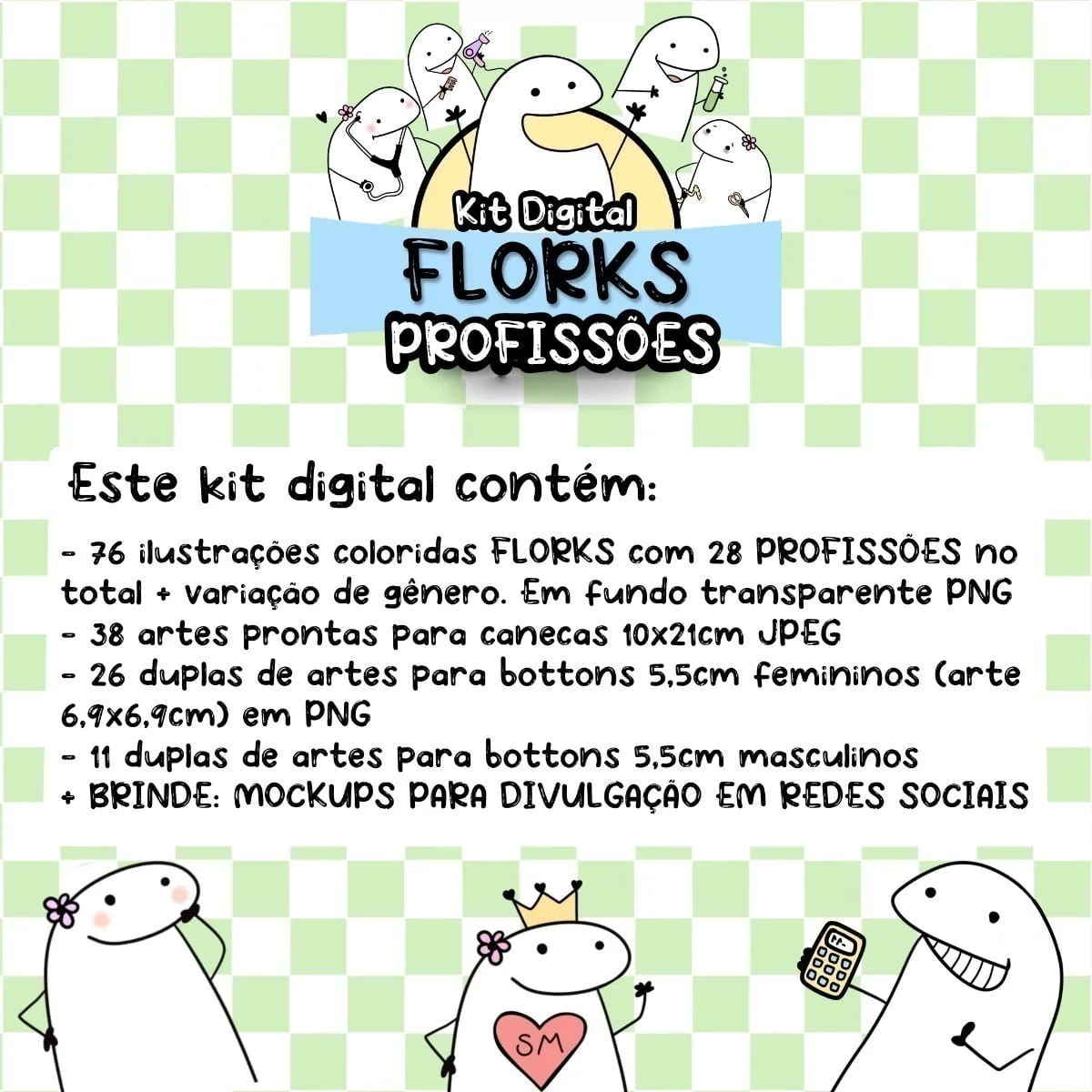 Combo +200 Arquivos Flork Profissões Meme Sublimação Png