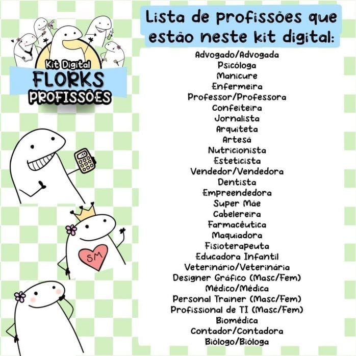 Combo +200 Arquivos Flork Profissões Meme Sublimação Png