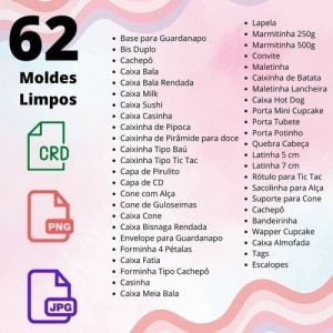Combo 62 Moldes Limpos - Festa Pronta