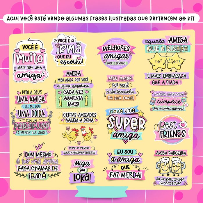 Combo Amizade Ilustrações e Estampas Dia das Amigas Irmãs