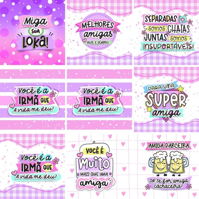Combo Amizade Ilustrações e Estampas Dia das Amigas Irmãs