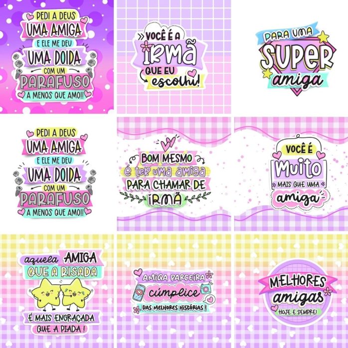 Combo Amizade Ilustrações e Estampas Dia das Amigas Irmãs