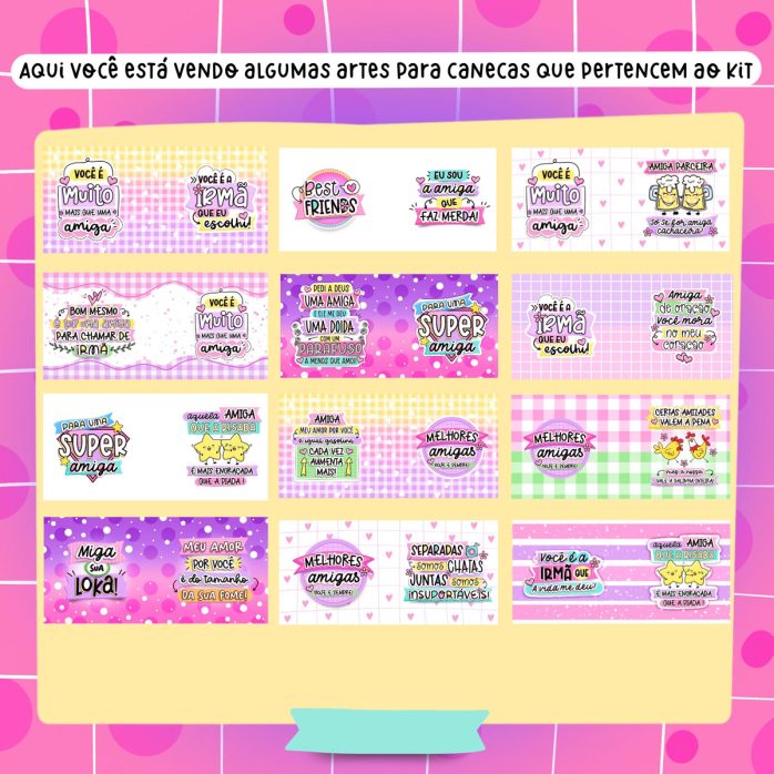 Combo Amizade Ilustrações e Estampas Dia das Amigas Irmãs