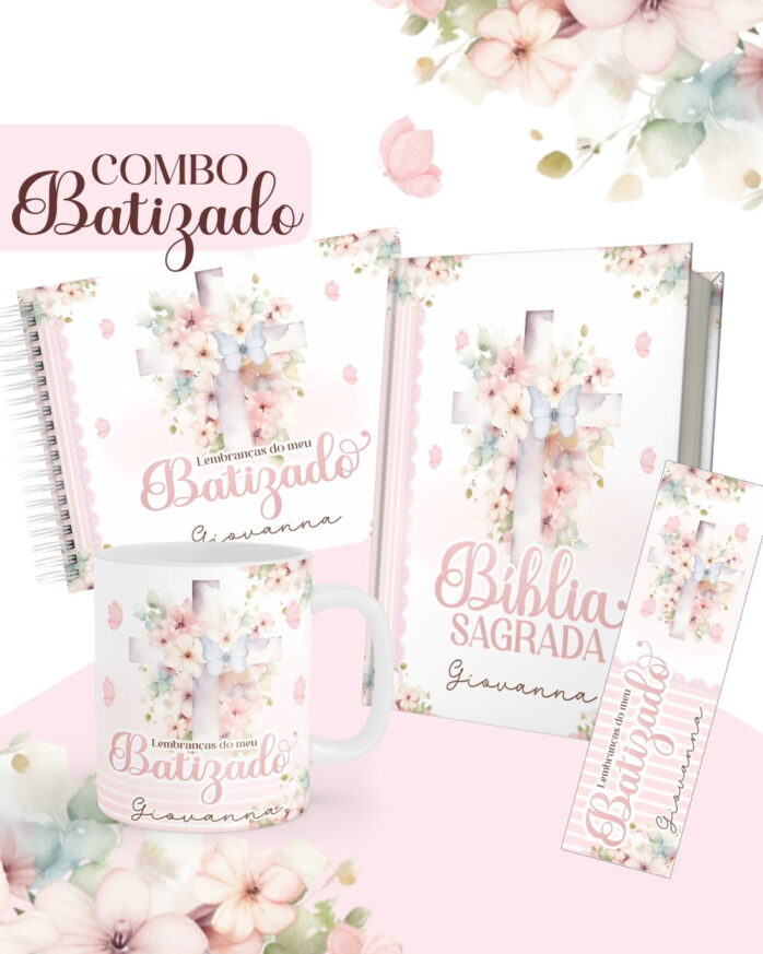 Combo Batizado Rosa - Encadernação