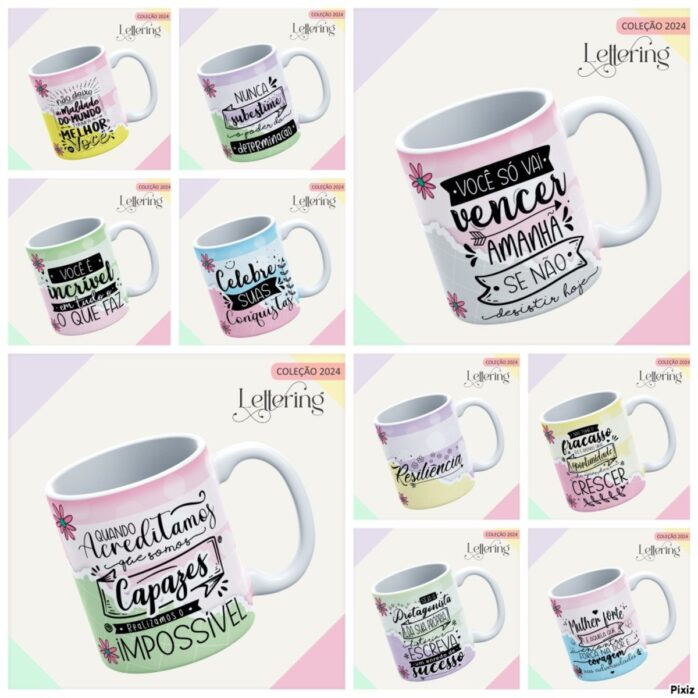 Combo Capas e Canecas Lettering