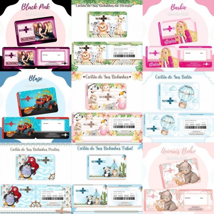 Combo Cartão Do Sus Personalizado 119 Estampas Em Png