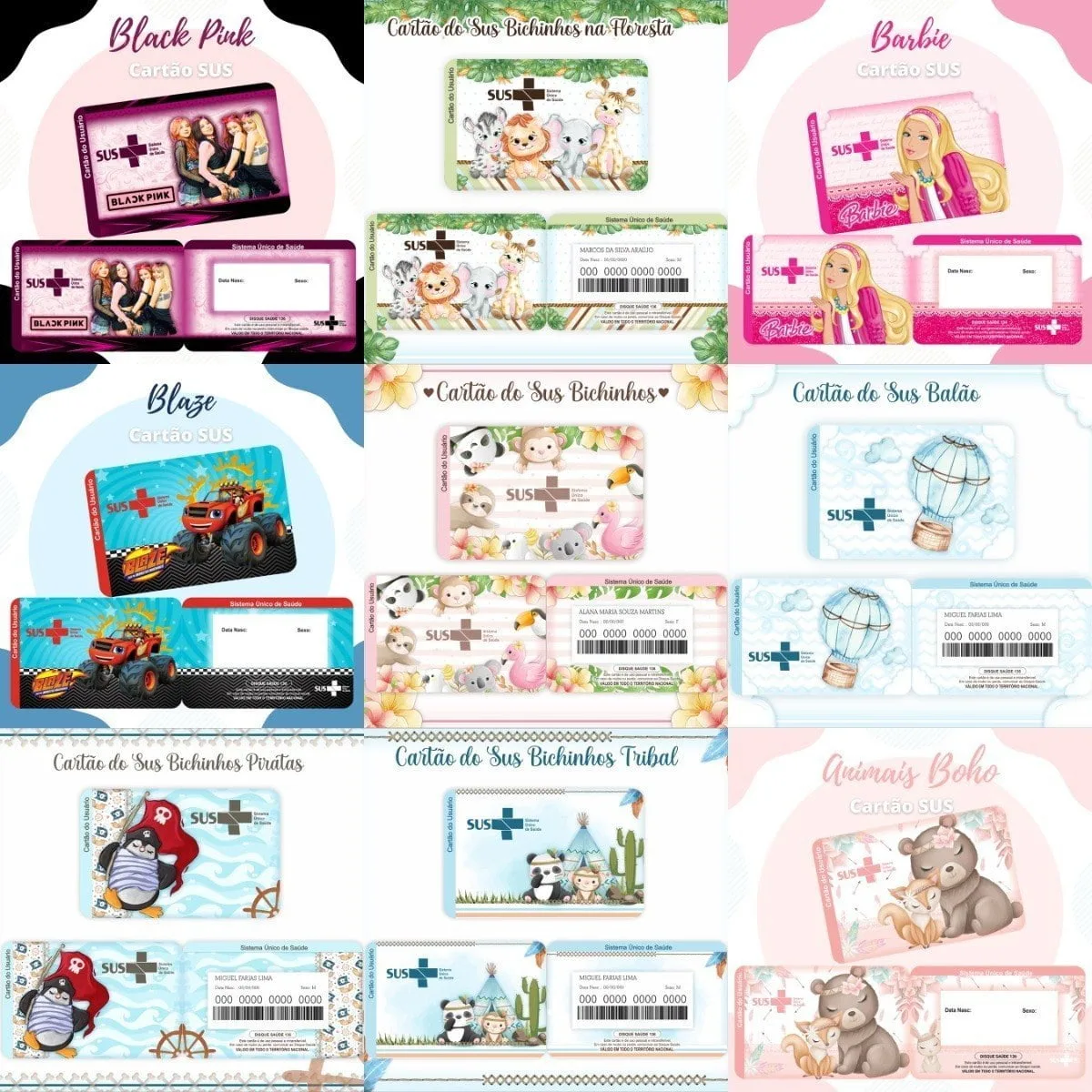 Combo Cartão Do Sus Personalizado 119 Estampas Em Png 7 Combo Cartão Do Sus Personalizado 119 Estampas Em Png
