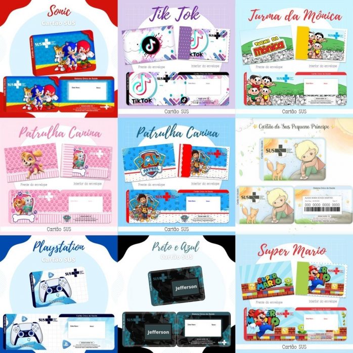 Combo Cartão Do Sus Personalizado 119 Estampas Em Png