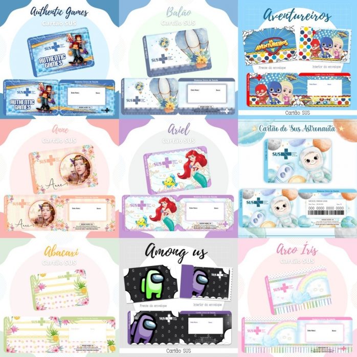 Combo Cartão Do Sus Personalizado 119 Estampas Em Png