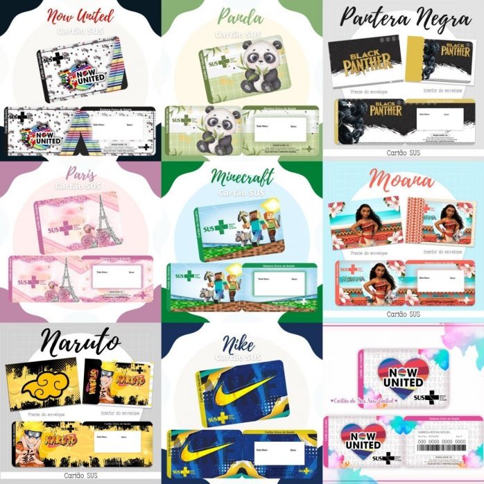 Combo Cartão Do Sus Personalizado 119 Estampas Em Png
