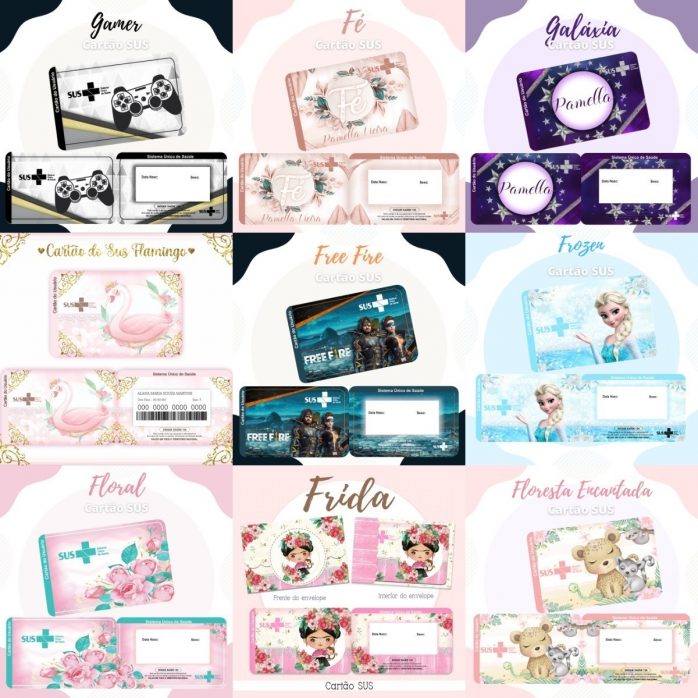 Combo Cartão Do Sus Personalizado 119 Estampas Em Png
