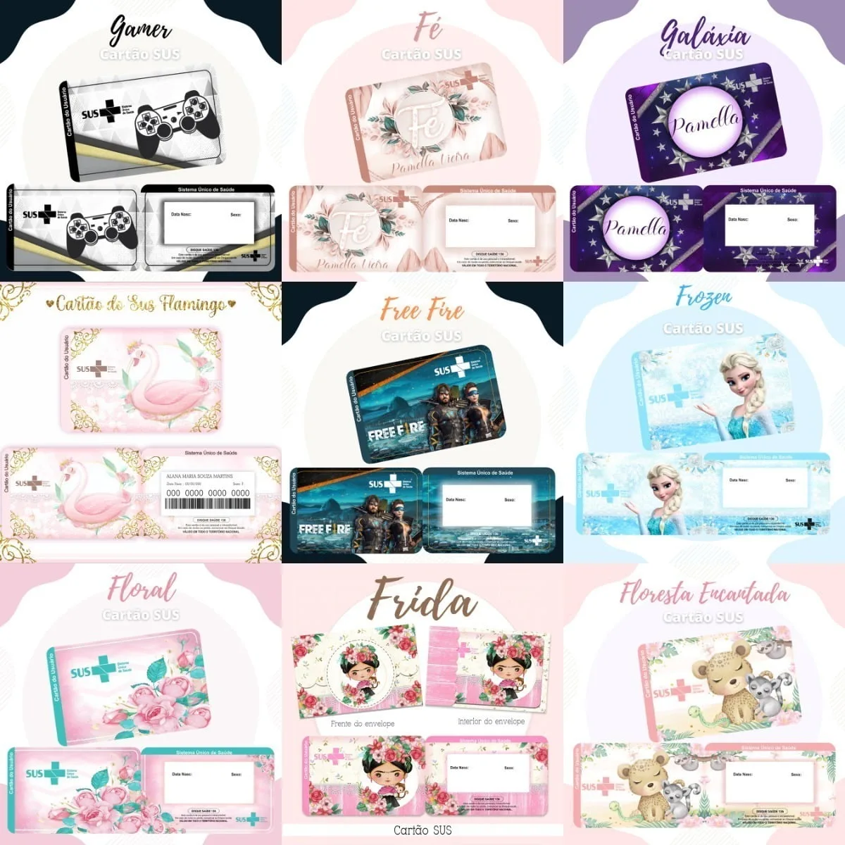 Combo Cartão Do Sus Personalizado 119 Estampas Em Png 2 Combo Cartão Do Sus Personalizado 119 Estampas Em Png