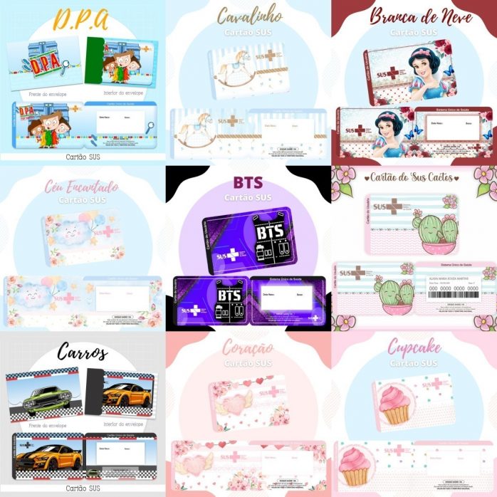 Combo Cartão Do Sus Personalizado 119 Estampas Em Png