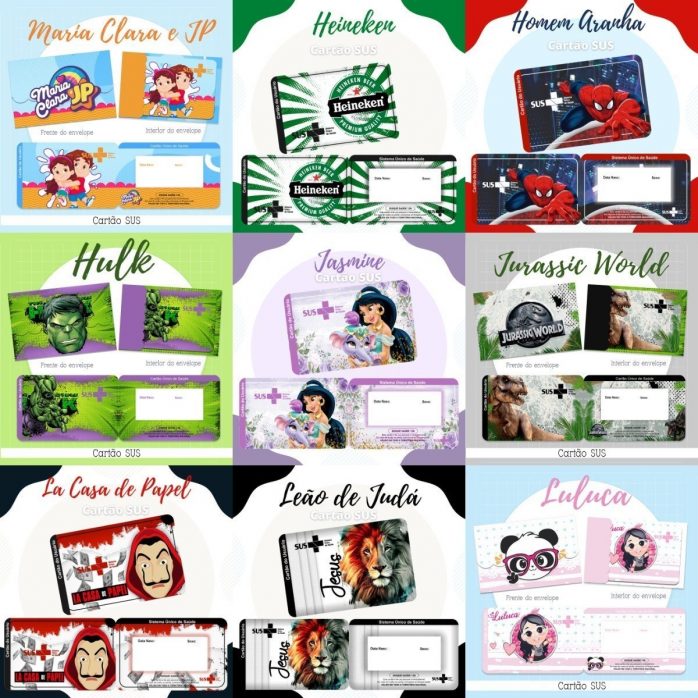 Combo Cartão Do Sus Personalizado 119 Estampas Em Png