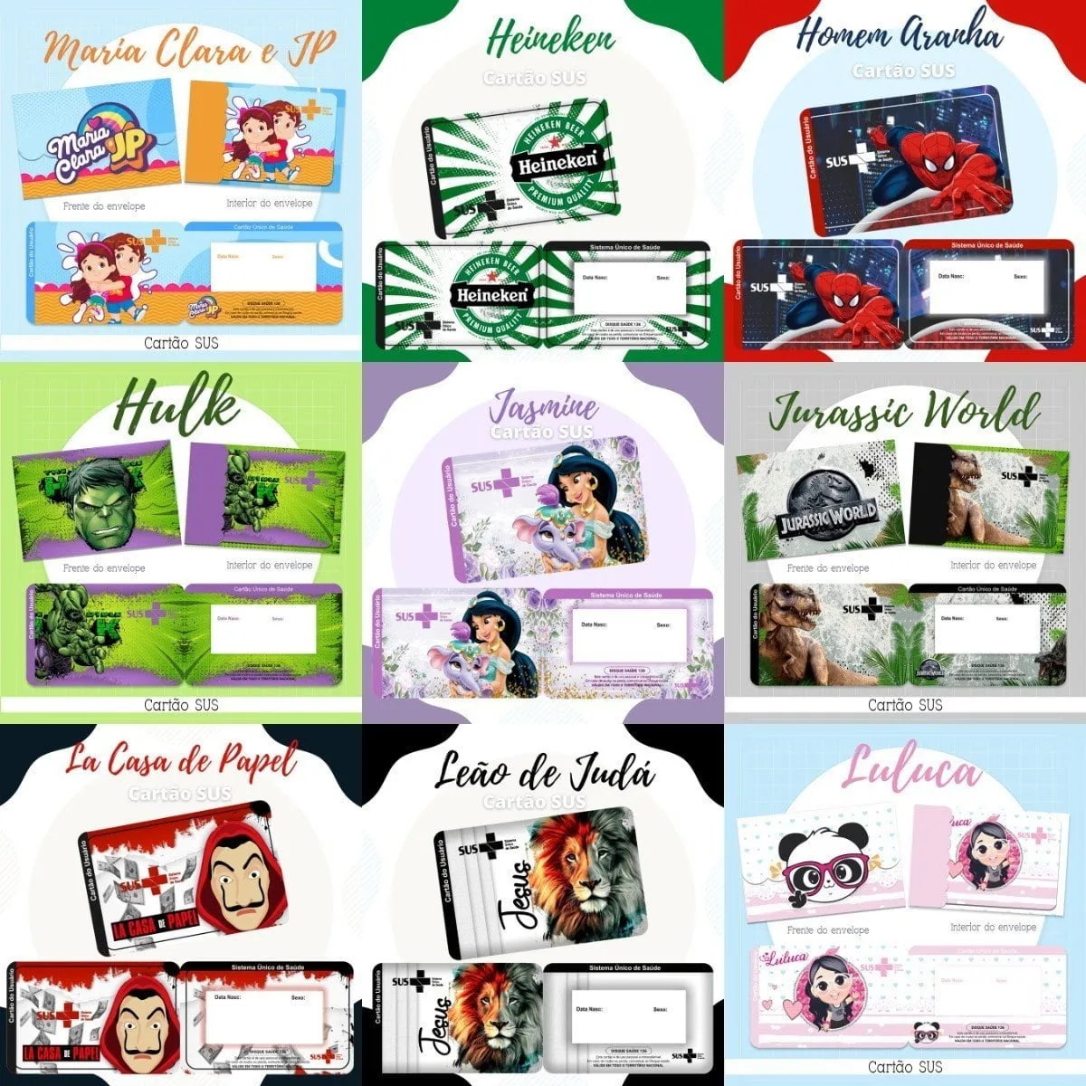 Combo Cartão Do Sus Personalizado 119 Estampas Em Png 3 Combo Cartão Do Sus Personalizado 119 Estampas Em Png