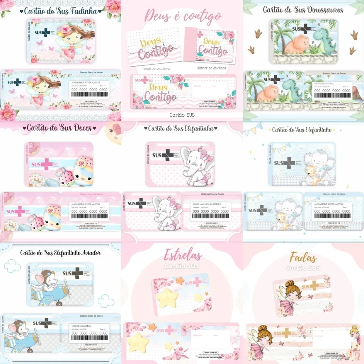 Combo Cartão Do Sus Personalizado 119 Estampas Em Png 1 Combo Cartão Do Sus Personalizado 119 Estampas Em Png