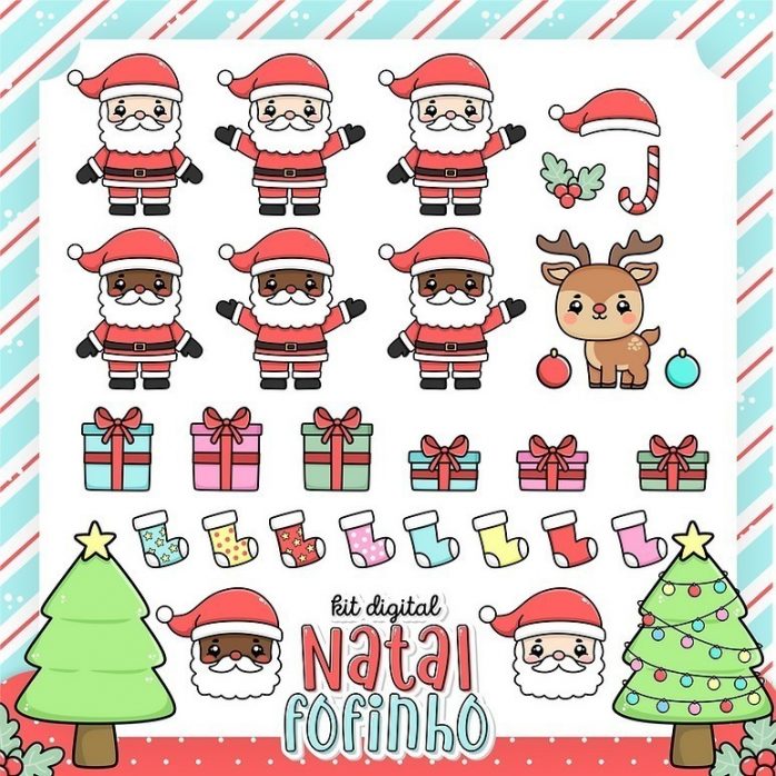 Combo Digital Natal Fofinho Papai Noel Renas Árvore Png