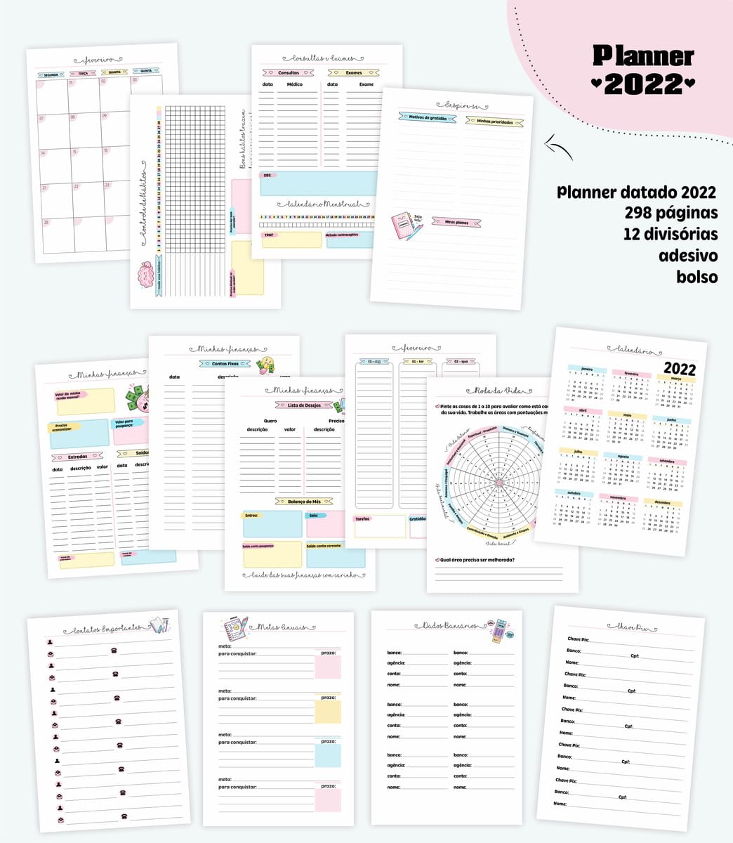 Combo Encadernação 2022 Digital para Planner e Agenda 3 Combo Encadernação 2022 Digital para Planner e Agenda - Imagem 3