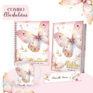 Combo Encadernação Borboletas Aquarela Papelaria Criativa 10 Combo Encadernação Borboletas Aquarela Papelaria Criativa