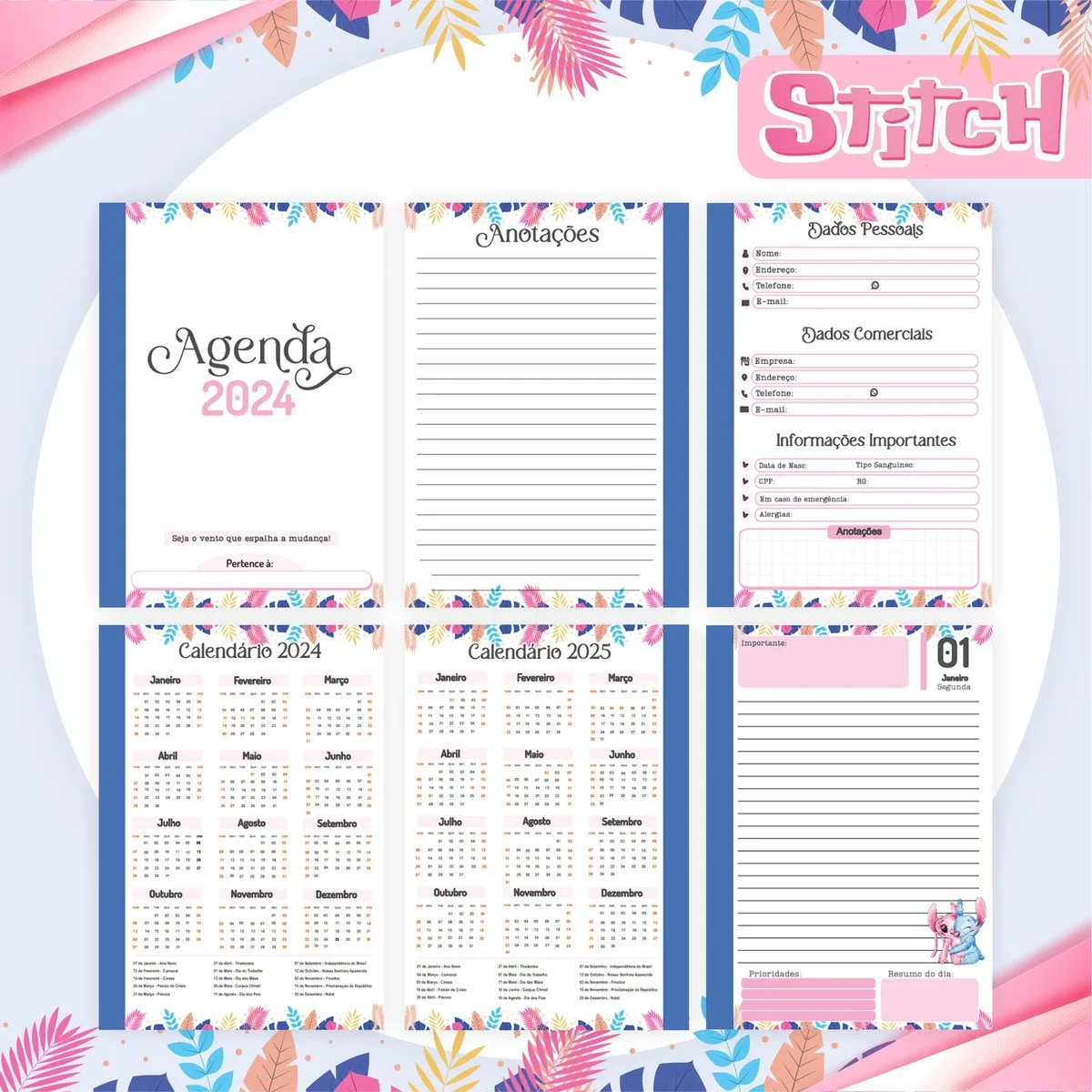 Combo Encadernação: Stitch
