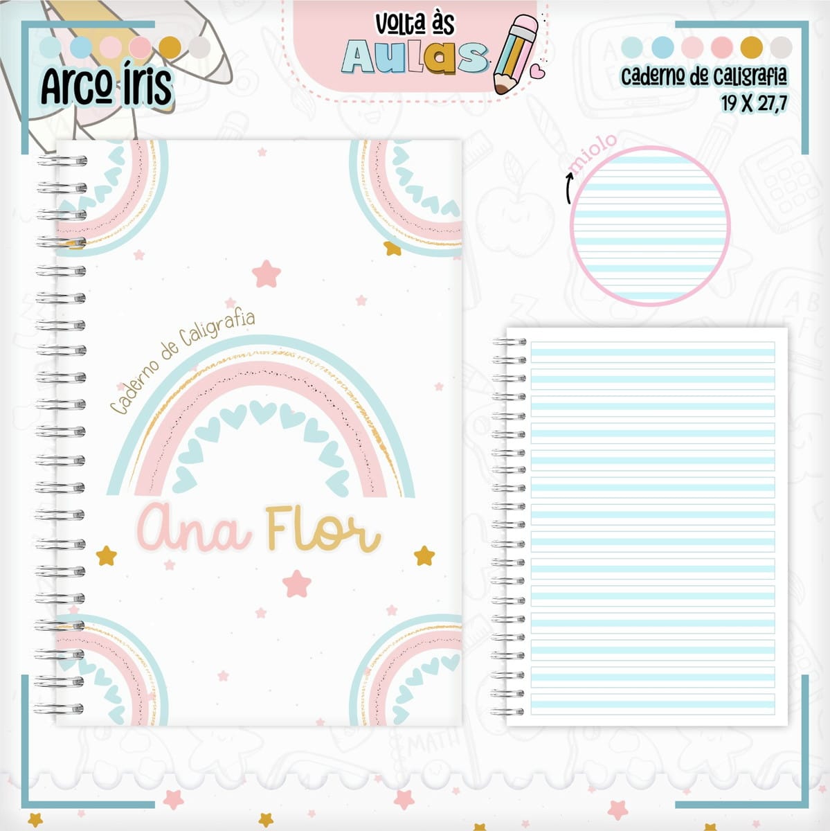Combo Escolar Arco Iris Digital para Papelaria 2 Combo Escolar Arco Iris Digital para Papelaria - Imagem 2