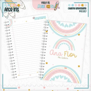 Combo Escolar Arco Iris Digital para Papelaria 7 combo escolar arco iris arquivo encadernacao