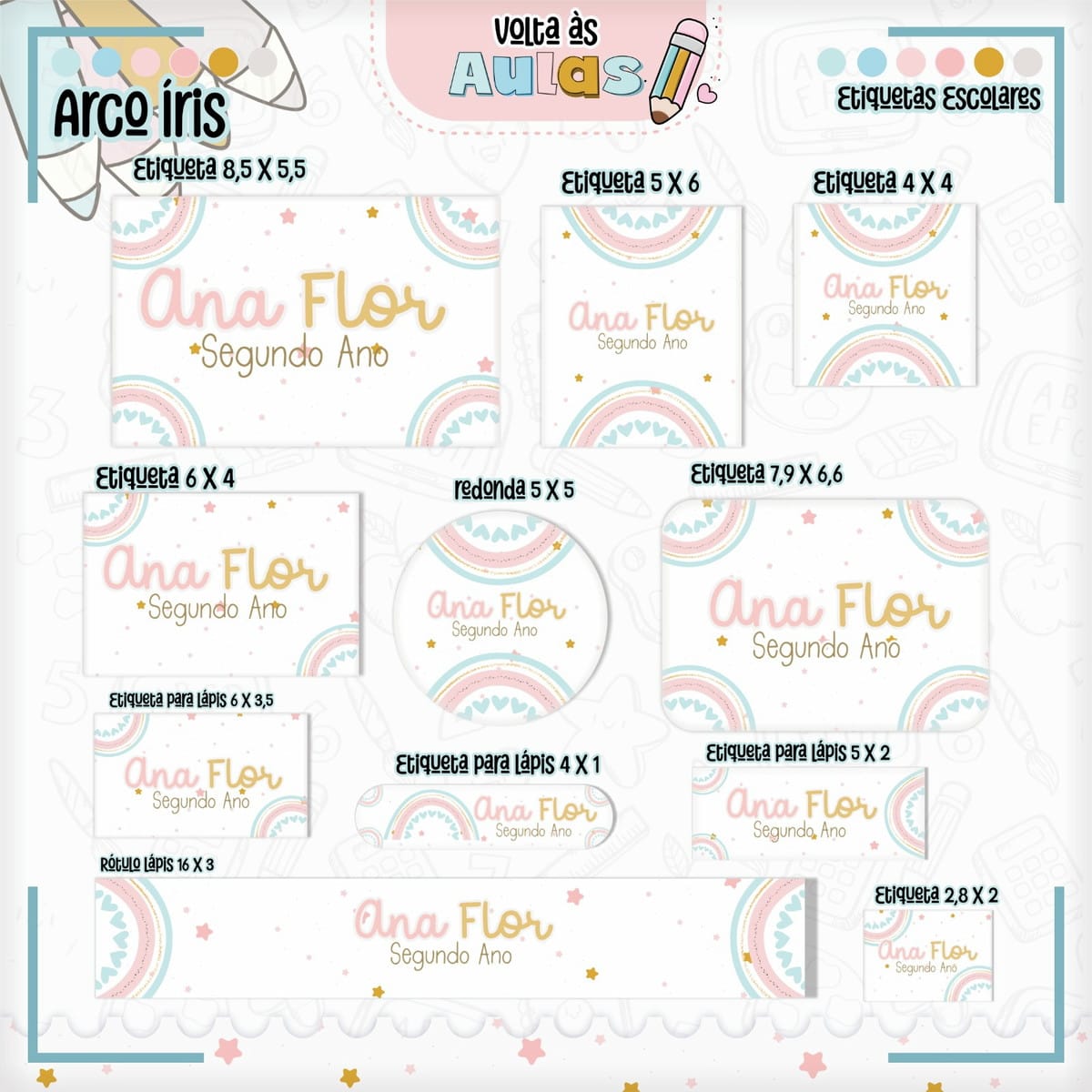 Combo Escolar Arco Iris Digital para Papelaria 4 Combo Escolar Arco Iris Digital para Papelaria - Imagem 4