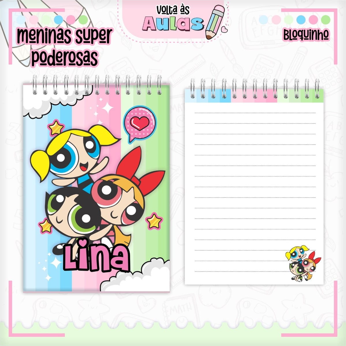 Combo Escolar Meninas Poderosas Arquivo para Encadernação 2 Combo Escolar Meninas Poderosas Arquivo para Encadernação - Imagem 2