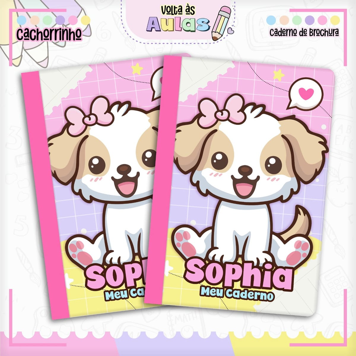 Combo Escolar Cachorrinha Arquivo Digital para Encadernar 2 Combo Escolar Cachorrinha Arquivo Digital para Encadernar