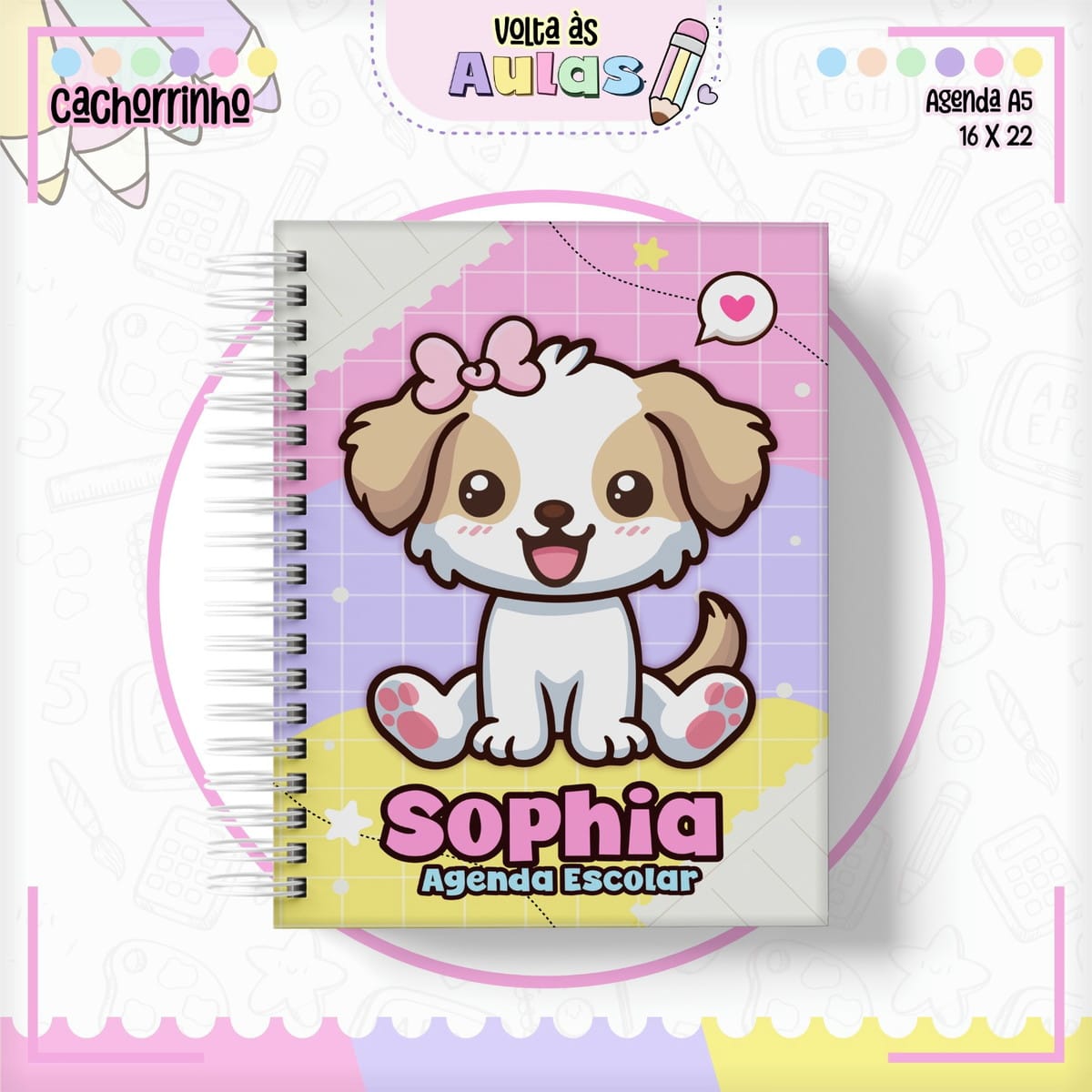 Combo Escolar Cachorrinha Arquivo Digital para Encadernar 3 Combo Escolar Cachorrinha Arquivo Digital para Encadernar