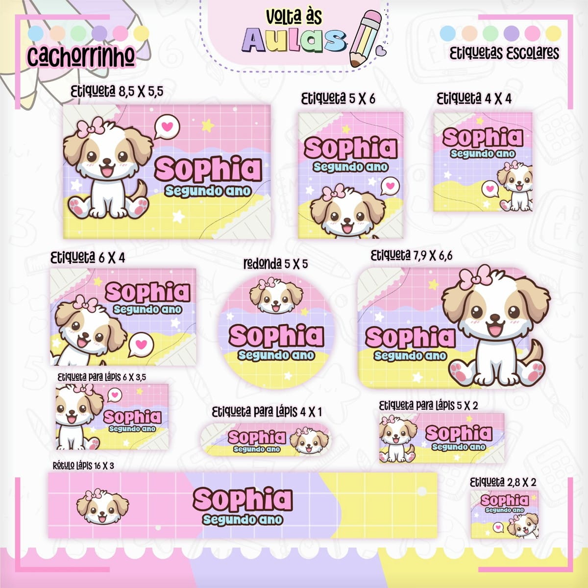 Combo Escolar Cachorrinha Arquivo Digital para Encadernar 4 Combo Escolar Cachorrinha Arquivo Digital para Encadernar