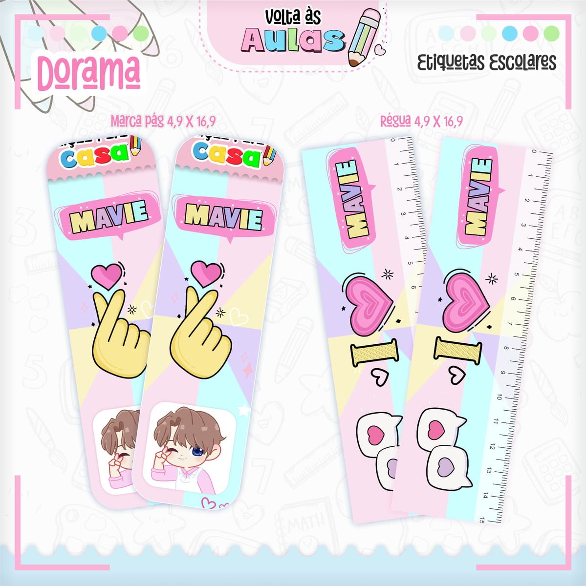 Combo Escolar Doramas Arquivo Digital para Papelaria Kawaii 3 Combo Escolar Doramas Arquivo Digital para Papelaria Kawaii - Imagem 3