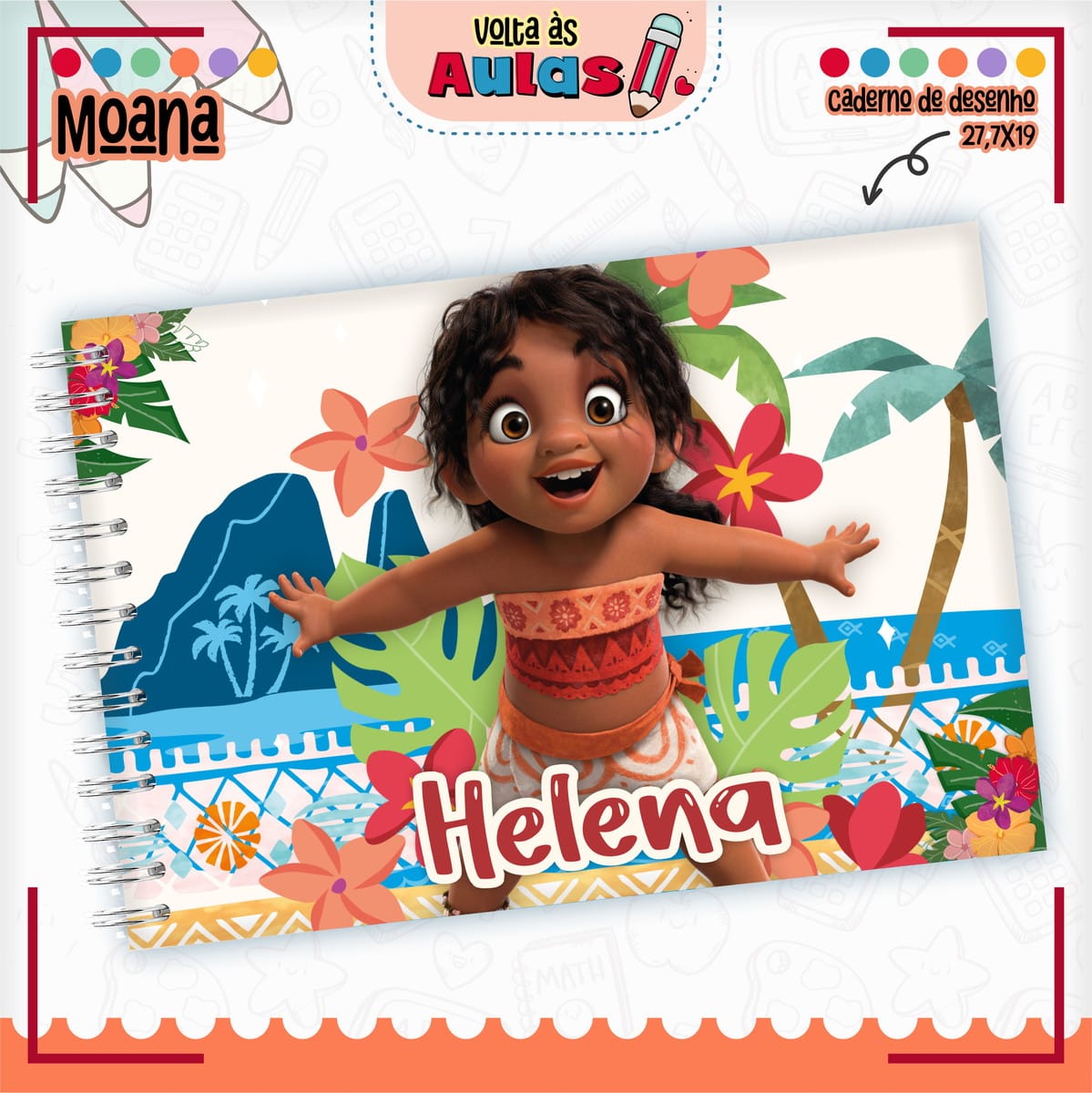 Combo Escolar Moana Arquivo para Encadernação Personalizada 2 Combo Escolar Moana Arquivo para Encadernação Personalizada
