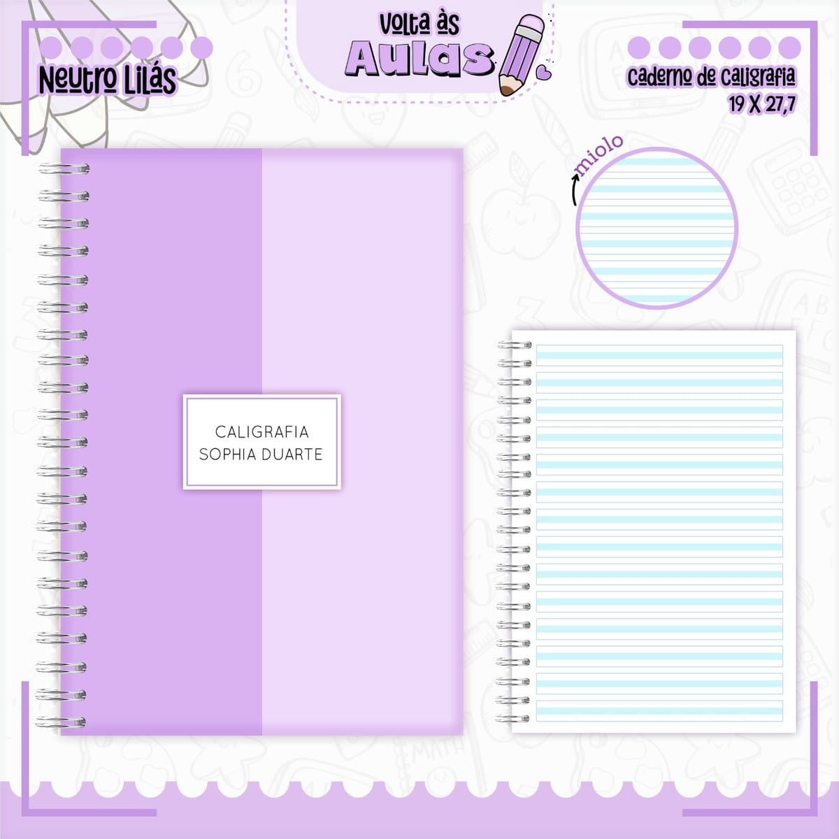 Combo Escolar Lilás para Encadernação e Sublimação 2 Combo Escolar Lilás para Encadernação e Sublimação - Imagem 2