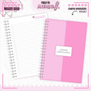 Combo Escolar Neutro Rosa Arquivo Digital para Encadernação 4 Combo Escolar Neutro Rosa Arquivo Digital para Encadernação