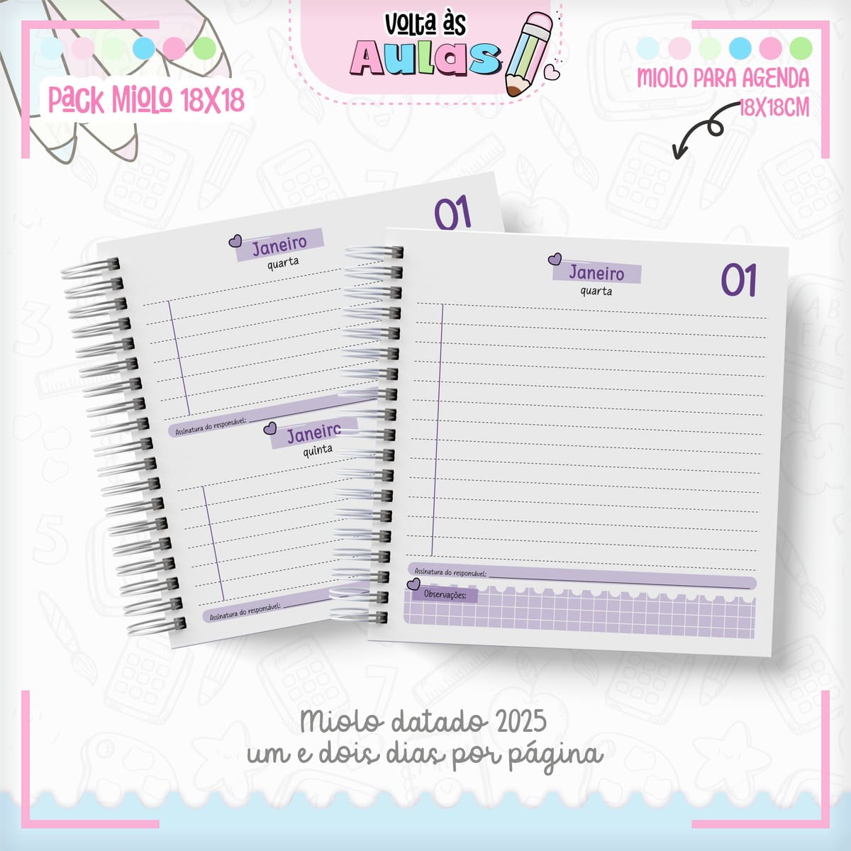 Miolo Agenda Escolar 2025 Combo PDF para Encadernação 2 Miolo Agenda Escolar 2025 Combo PDF para Encadernação - Imagem 2