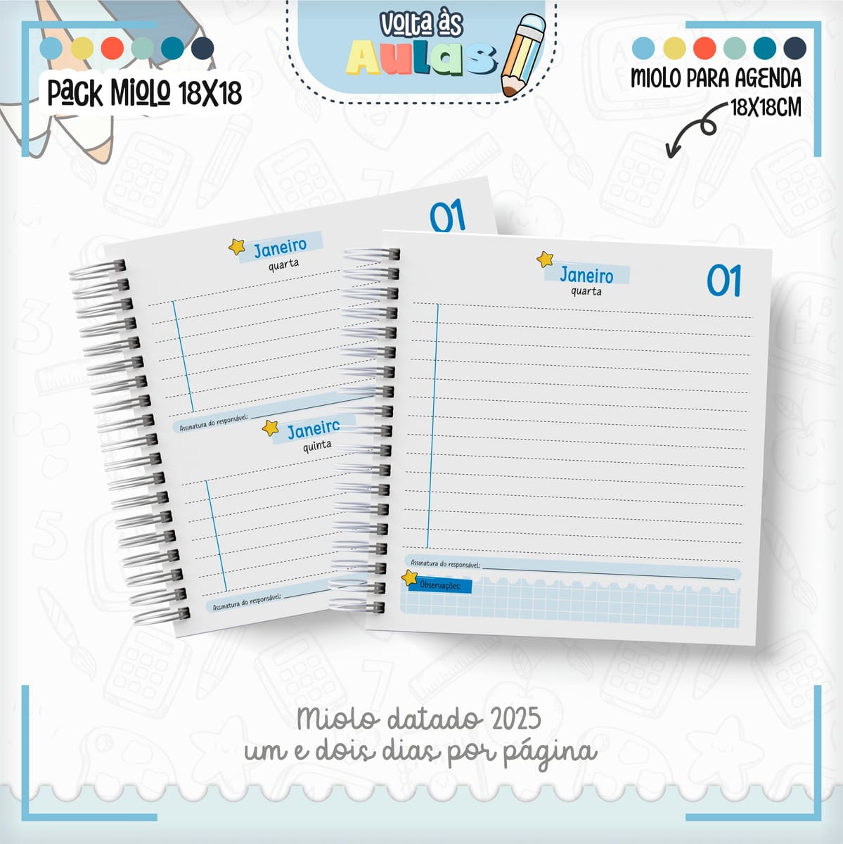 Miolo Agenda Escolar 2025 Combo PDF para Encadernação 5 Miolo Agenda Escolar 2025 Combo PDF para Encadernação - Imagem 5