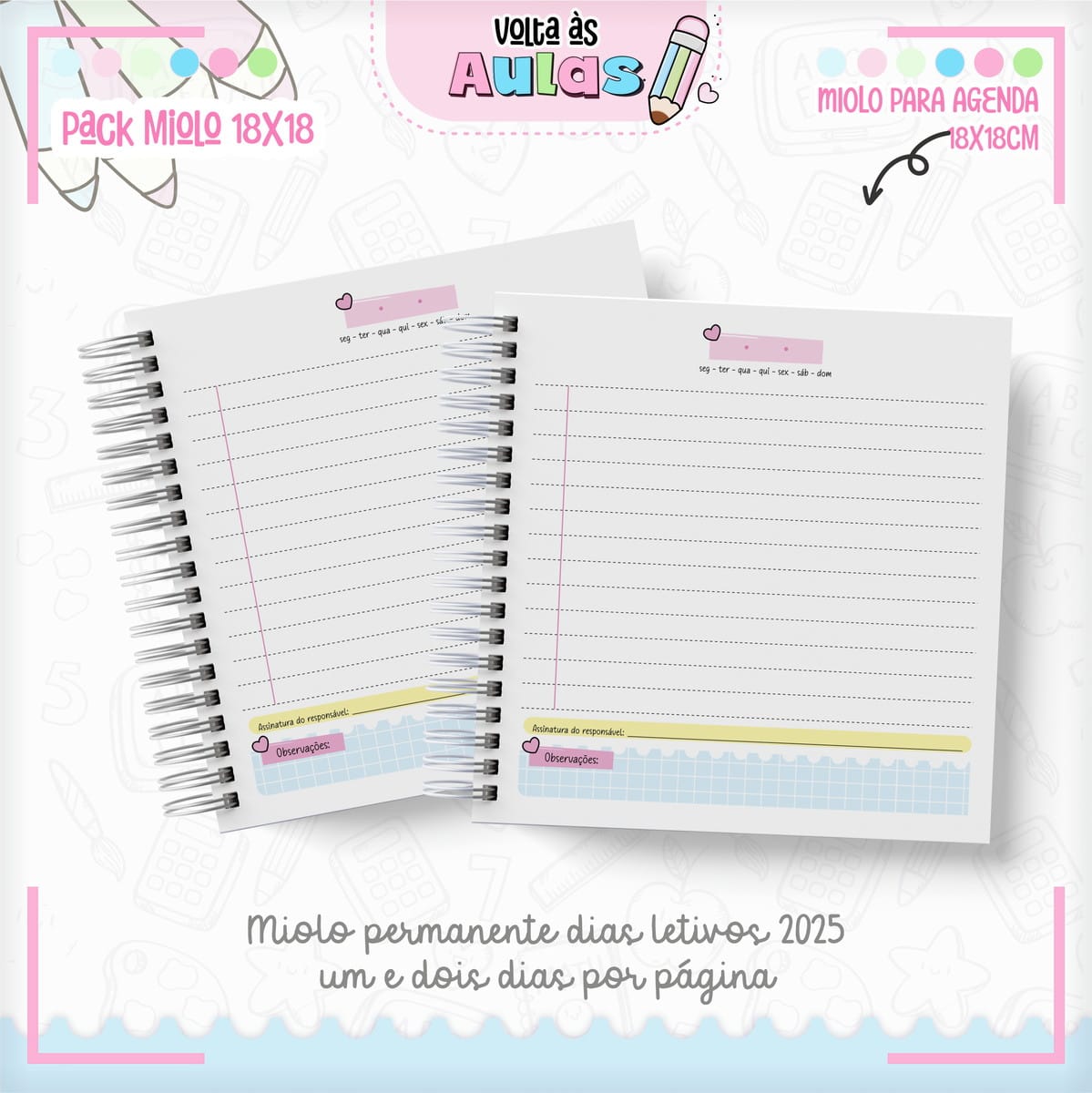 Miolo Agenda Escolar 2025 Combo PDF para Encadernação 1 Miolo Agenda Escolar 2025 Combo PDF para Encadernação