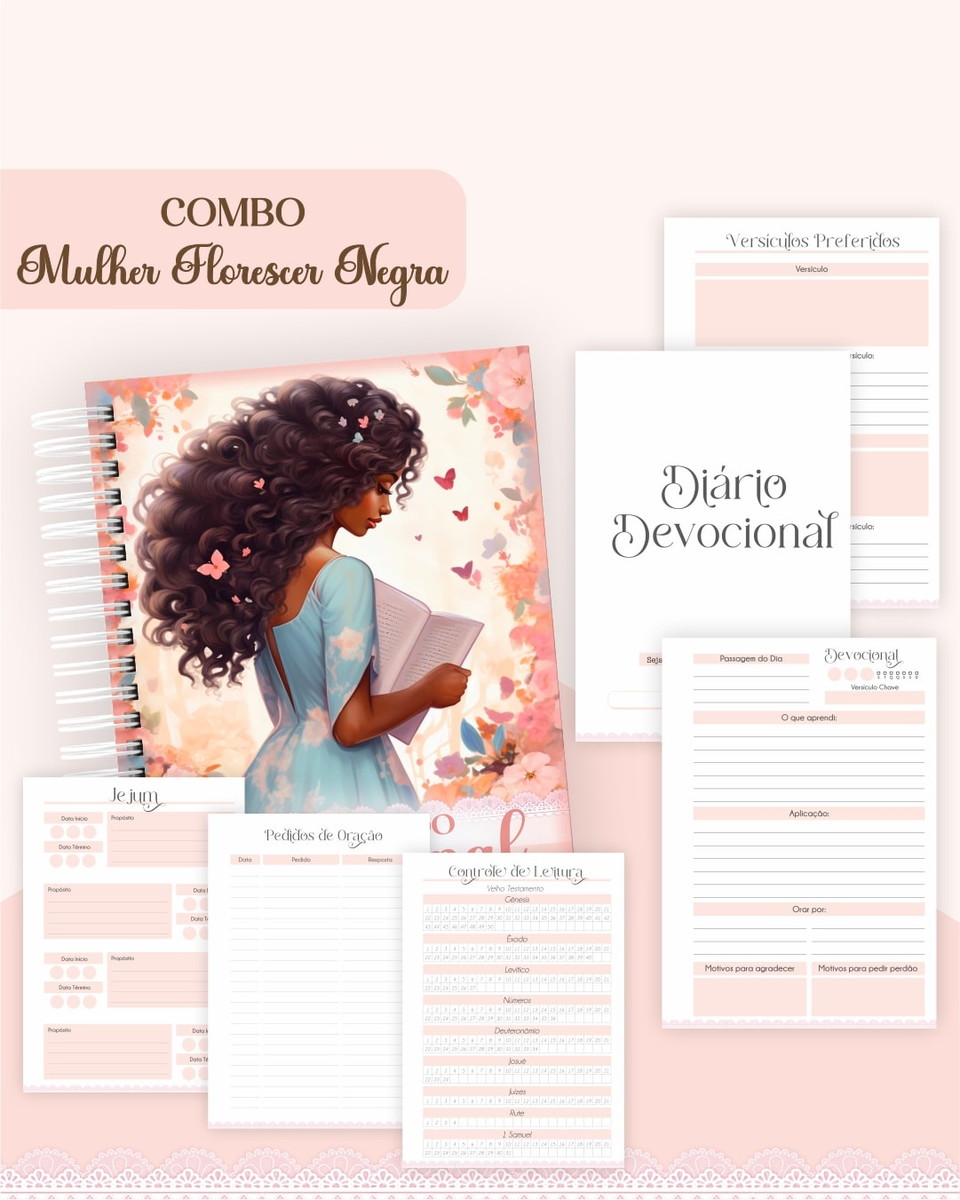 Kit Encadernação Mulher Negra Florescer para Bíblia 2 Kit Encadernação Mulher Negra Florescer para Bíblia - Imagem 2