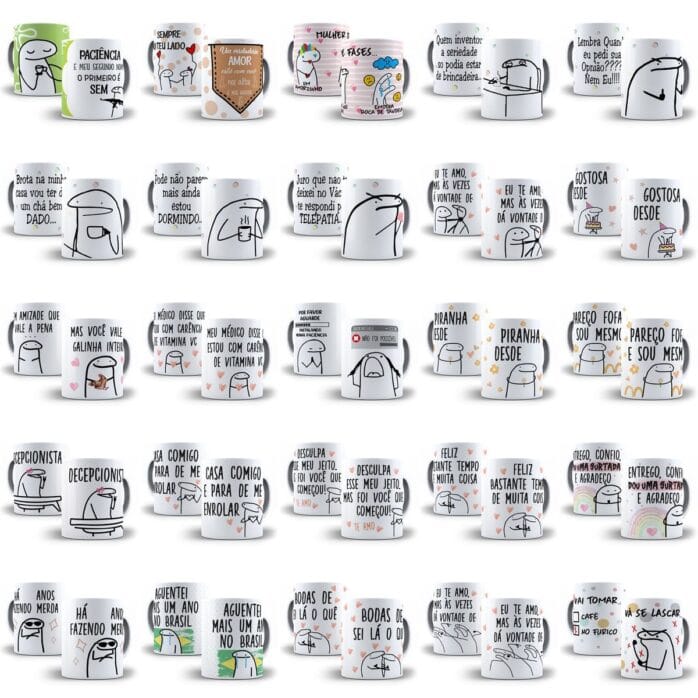 Combo Sublimação Canecas Flork Bento 83 Estampas Em Corel