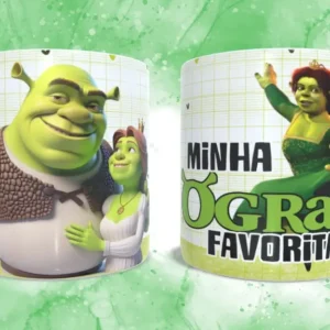 Conjunto de Designs Românticos Fiona e Shrek para Caneca