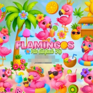 Conjunto Premium de Flamingos Digitais Arquivo PNG