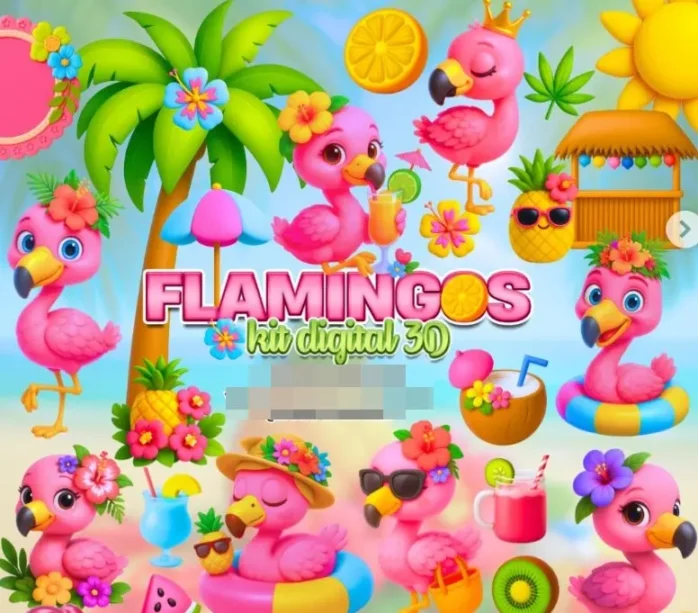 Conjunto Premium de Flamingos Digitais Arquivo PNG