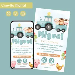 Convite Digital Fazendinha Menino Azul Pronto para Enviar 7 Convite Digital Fazendinha Menino Azul Pronto para Enviar
