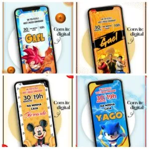 Convites Digitais Infantil Menino 15 Convites Digitais Infantil Menino