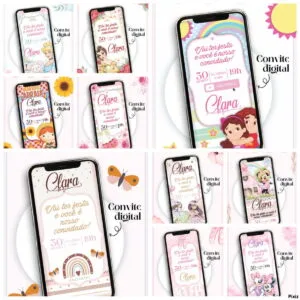 Convites Digitais Meninas 16 Convites Digitais Meninas