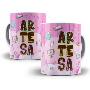 Design Caneca Profissão Artesã em Rosa